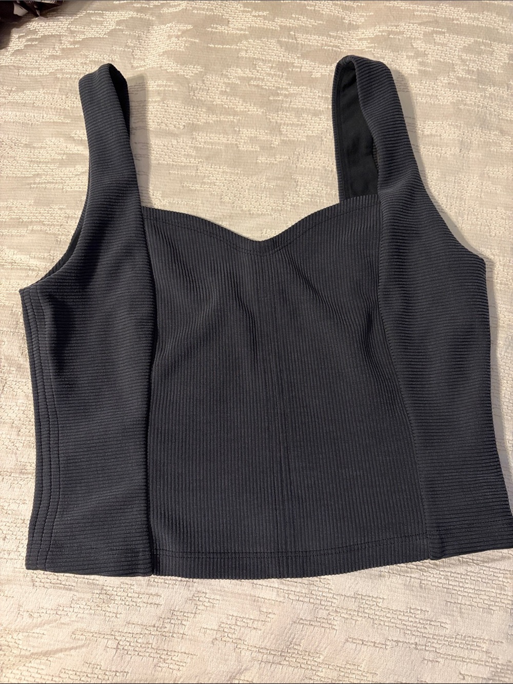 lululemon athletica Black Ribbed Sweetheart Crop Tank
